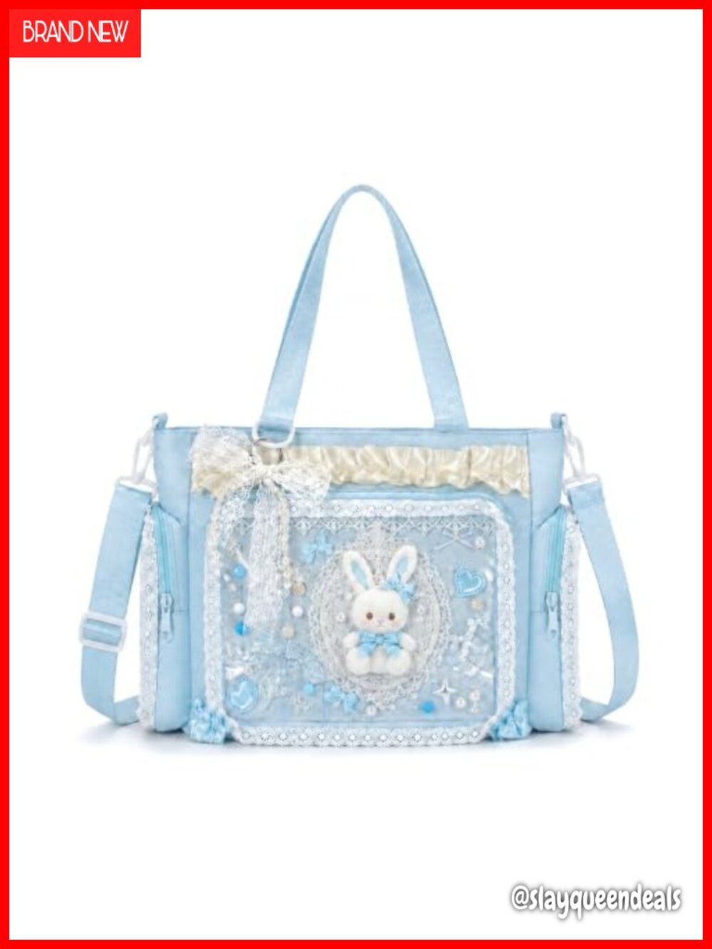 Ita Crossbody Purse Nylon Mesh DIY Tote Shoulder Bag with Bow Charm